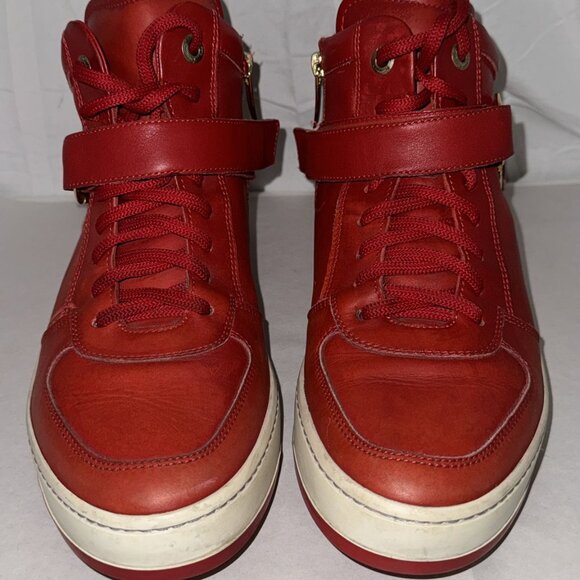 Size: 9.5 Salvatore Ferragamo Nayon High Top Men’s Sneaker Red Rosso Calf ITALY - Picture 6 of 10